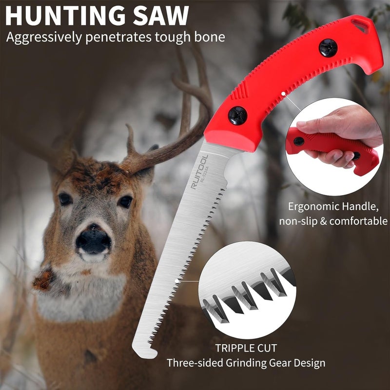 RUITOOL Bone Meat Saw for Hunting and Butchering, Camping Saws for Rib Cutting, Outdoor Portable Hand Saw with Non-Slip Handle, High Carbon Steel 12 TPI Saw Blad with Triple Ground Saw Teeth - Image 3